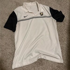 Nike Men's White and Black Polo Shirt with Logo